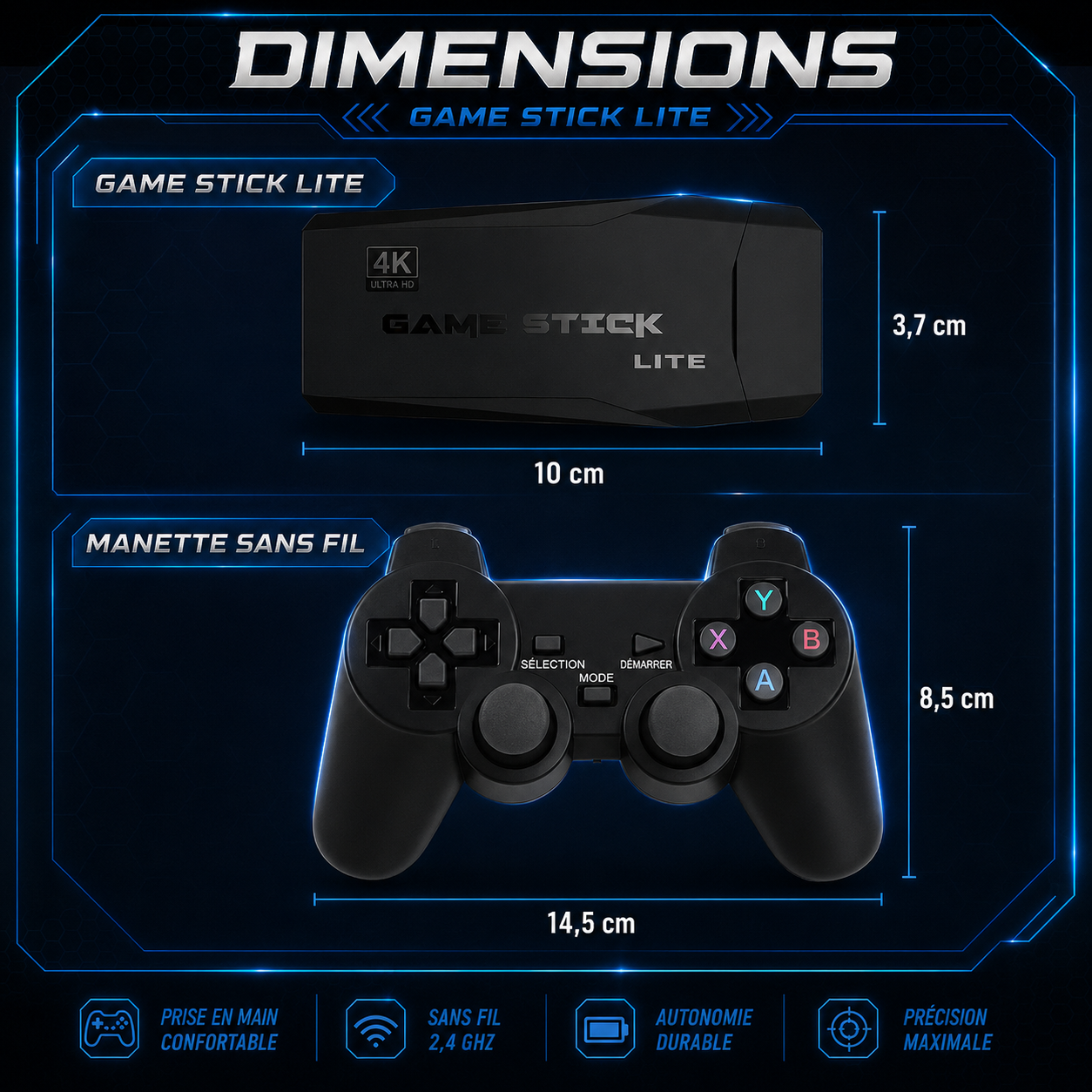 Console Rétro TV Sans Fil - 2 Manettes - HDMI 4K - 64 Go