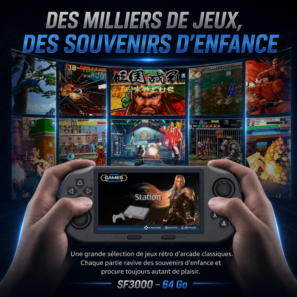 Console Rétro Portable SF3000 - Écran 4,5'' - 64 Go
